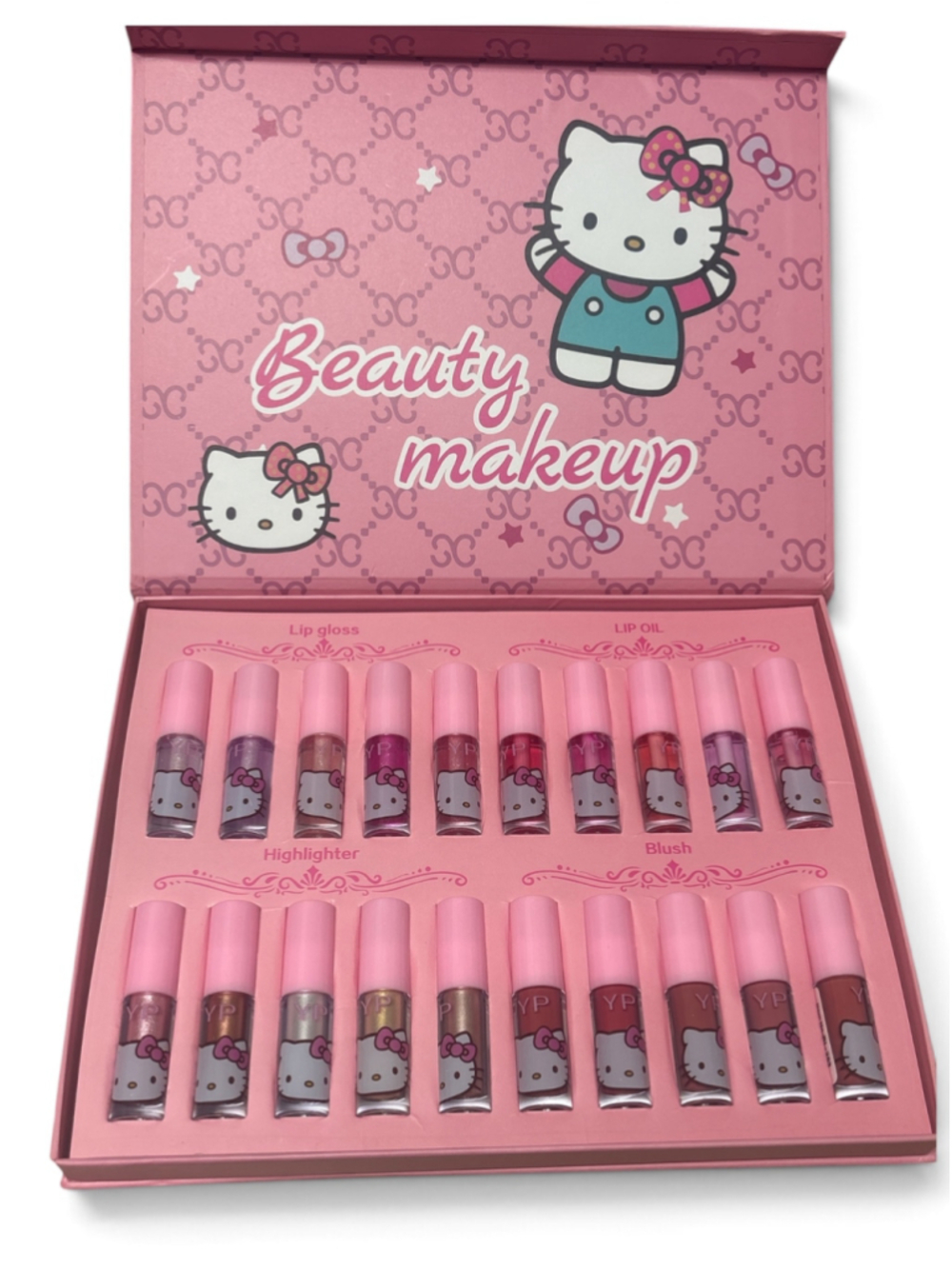 Hello Kitty Beauty Makeup Set lip gloss lip oil, highlighters and blush